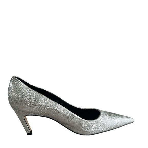 Good American The Icon Pointed Toe pump Heels. Silver crackle leather size 7. - Picture 4 of 10